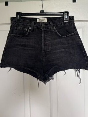 High-Rise Black Denim Cutoff Shorts -